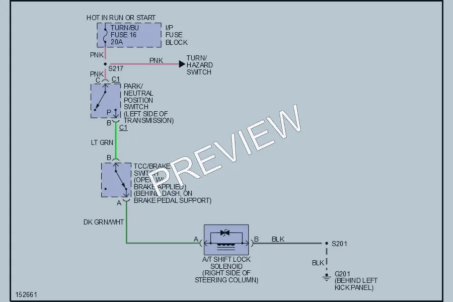 2002 GMC G3500 Shift Interlock wiring diagram preview