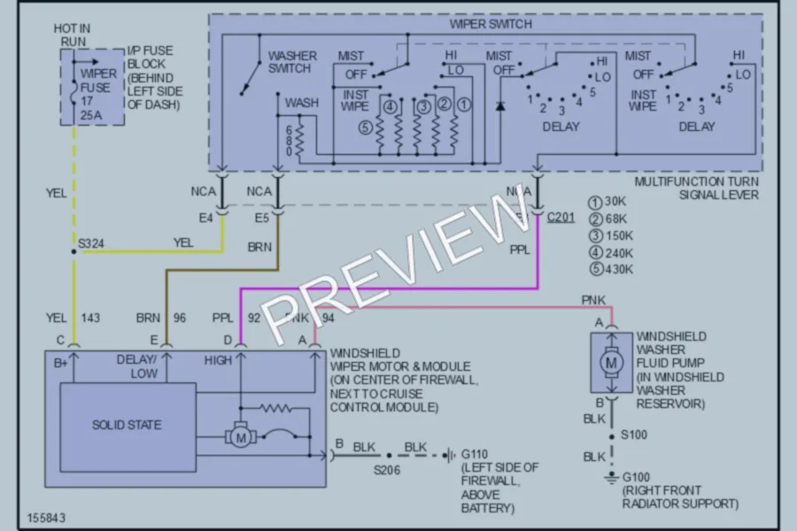 2002 GMC Safari Wiper Washer wiring diagram preview