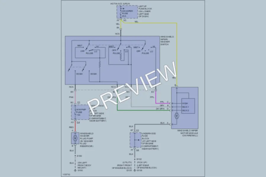 2002 GMC K1500 Wiper Washer wiring diagram preview