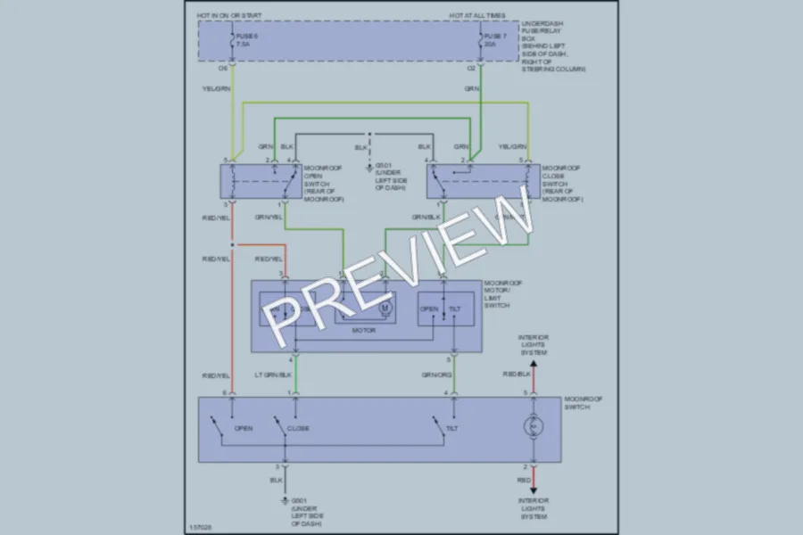 2002 Honda CRV Power Top Sunroof wiring diagram preview