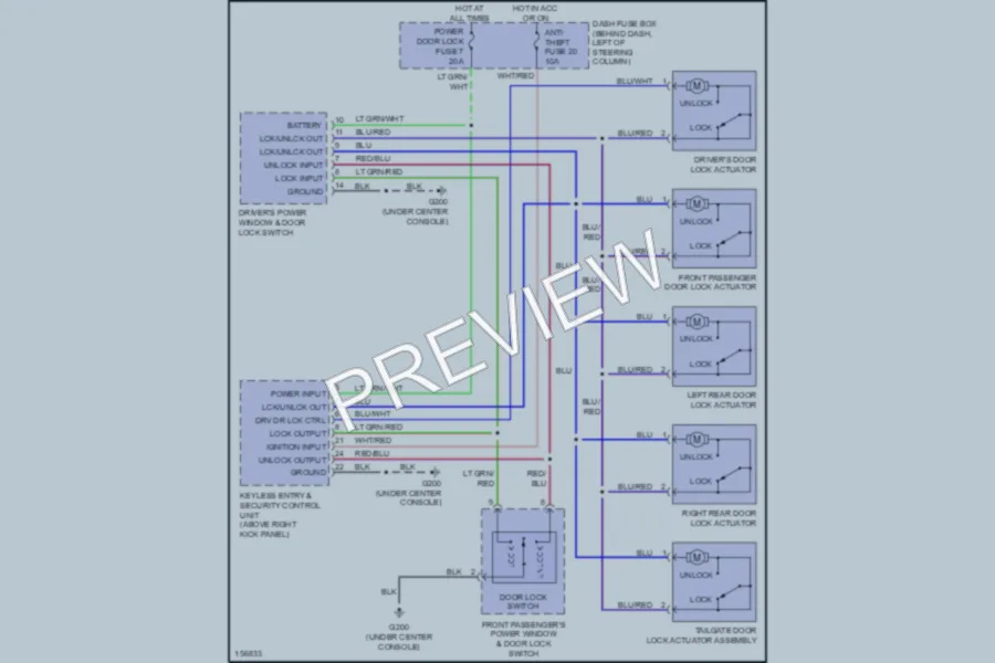 2002 Honda Passport Power Door Locks wiring diagram preview