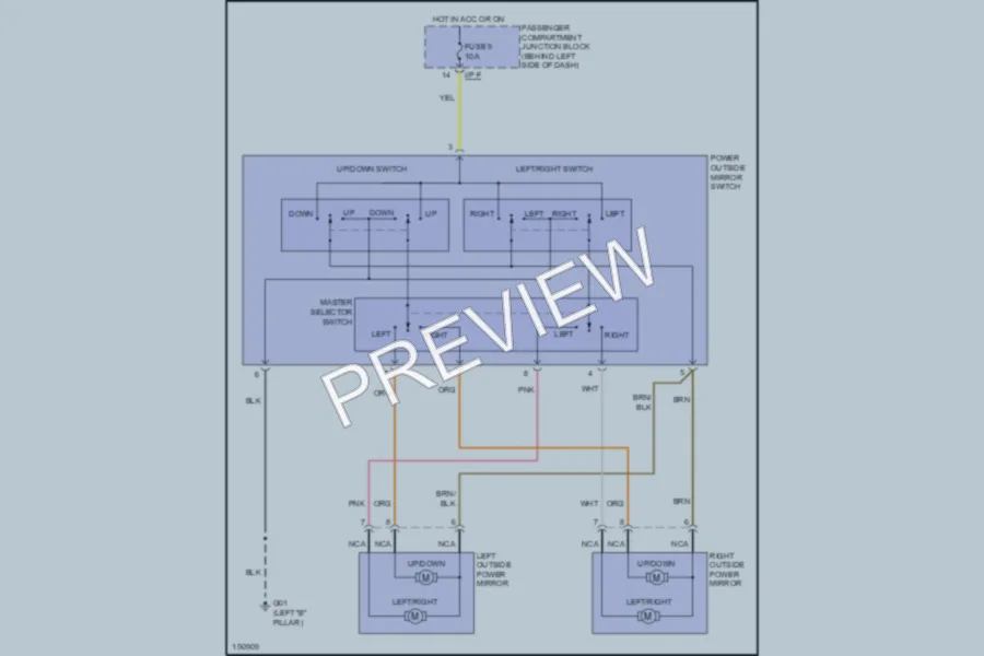2002 Hyundai Elantra Power Mirrors wiring diagram preview