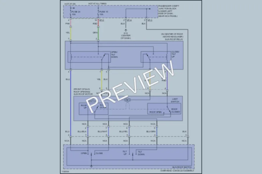 2002 Hyundai Elantra Power Top Sunroof wiring diagram preview