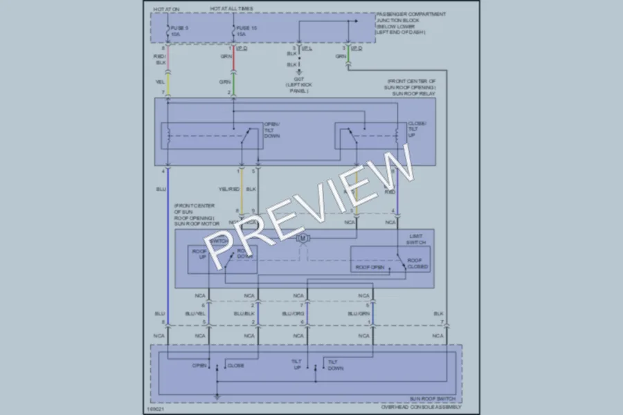 2002 Hyundai SantaFe Power Top Sunroof wiring diagram preview