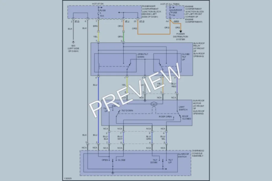 2002 Hyundai Sonata Power Top Sunroof wiring diagram preview
