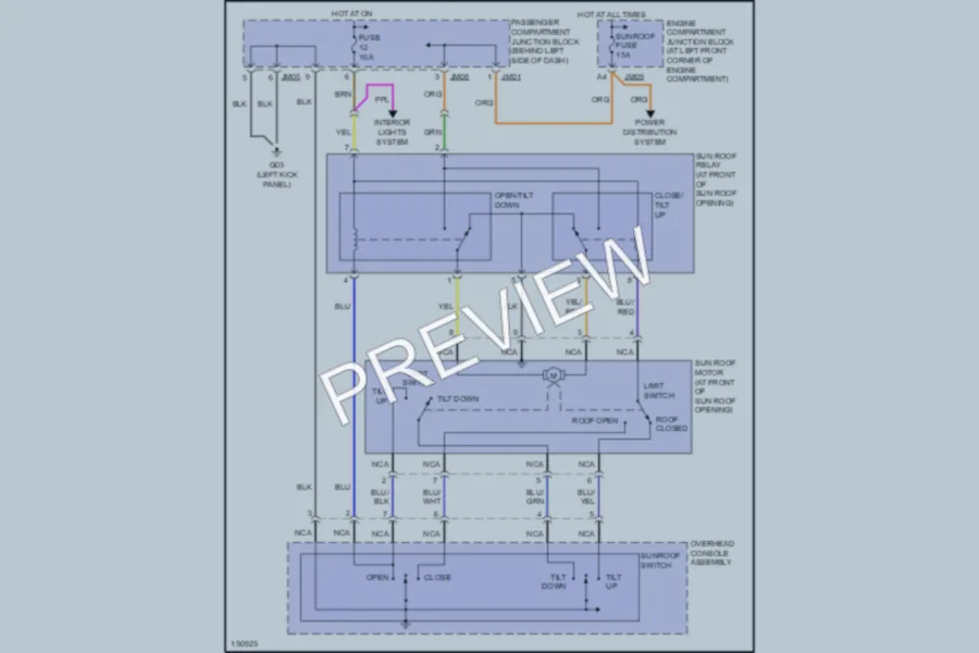 2002 Hyundai XG350 Power Top Sunroof wiring diagram preview