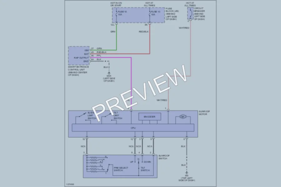 2002 Infiniti I35 Power Top Sunroof wiring diagram preview