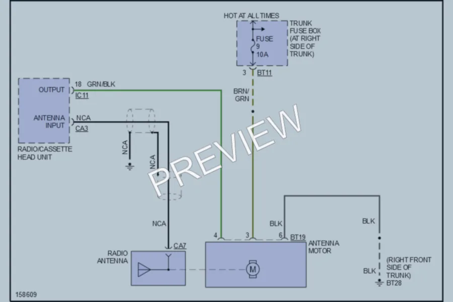 2002 Jaguar XJSport Power Antenna wiring diagram preview