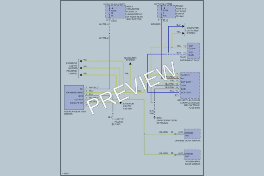 2002 Jaguar XJSuper Power Mirrors wiring diagram preview