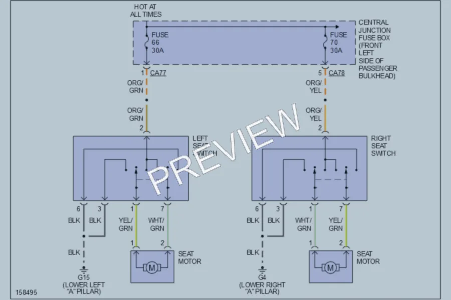 2002 Jaguar XType Power Seats wiring diagram preview