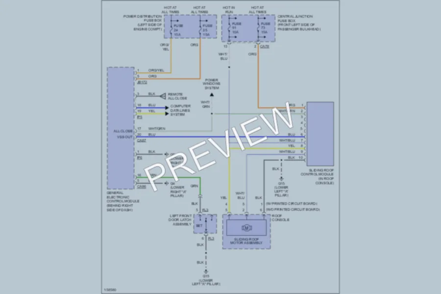 2002 Jaguar XType Power Top Sunroof wiring diagram preview