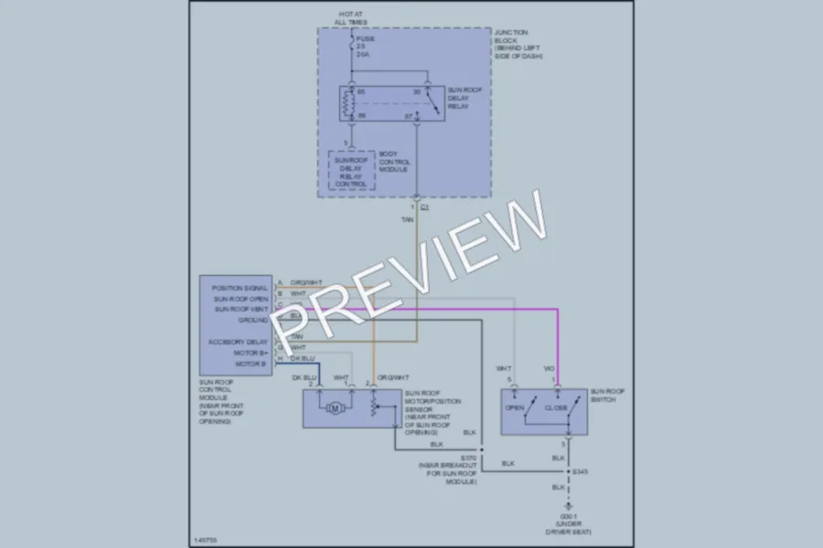 2002 Jeep GrandCherokee Power Top Sunroof wiring diagram preview
