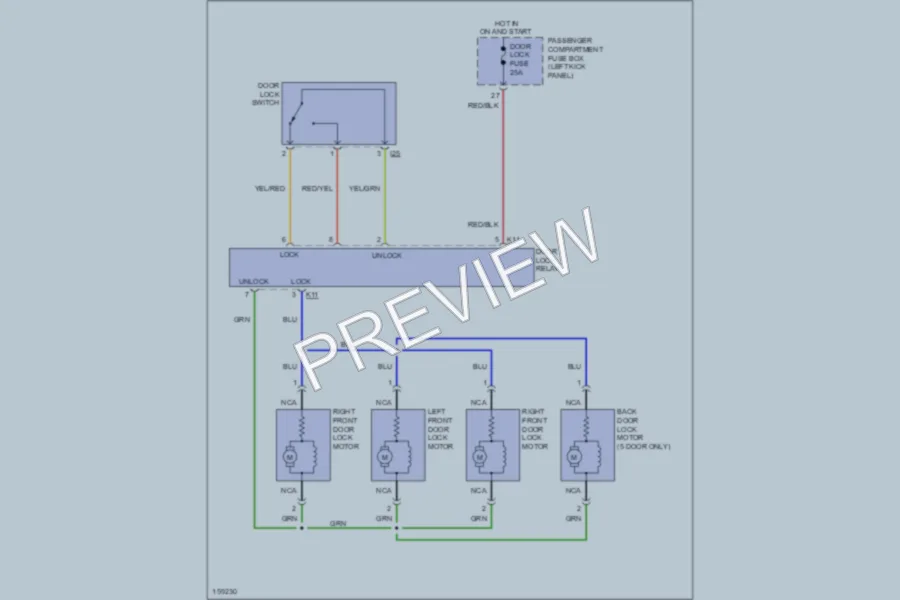 2002 Kia Rio Power Door Locks wiring diagram preview