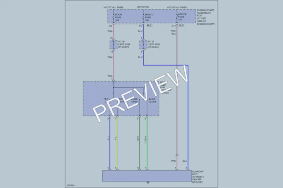2002 Kia Spectra Power Top Sunroof wiring diagram preview