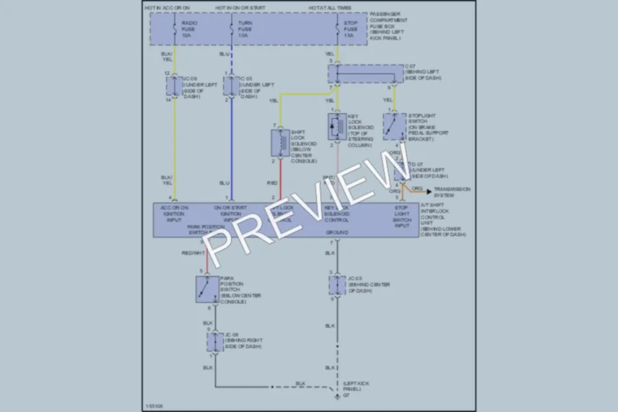 2002 Kia Sportage Shift Interlocks wiring diagram preview