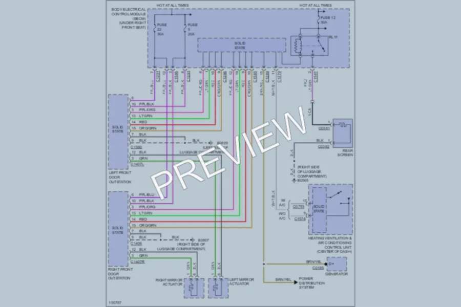 2002 LandRover RangeRover Defoggers wiring diagram preview