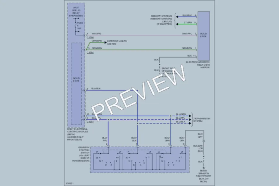 2002 LandRover RangeRover Power Mirrors wiring diagram preview