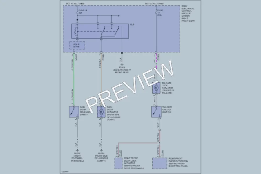 2002 LandRover RangeRover Trunk Tailgate Fuel Door wiring diagram preview