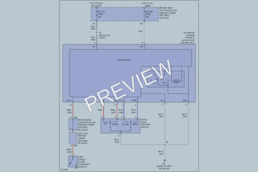 2002 Lexus IS300 Power Top Sunroof wiring diagram preview