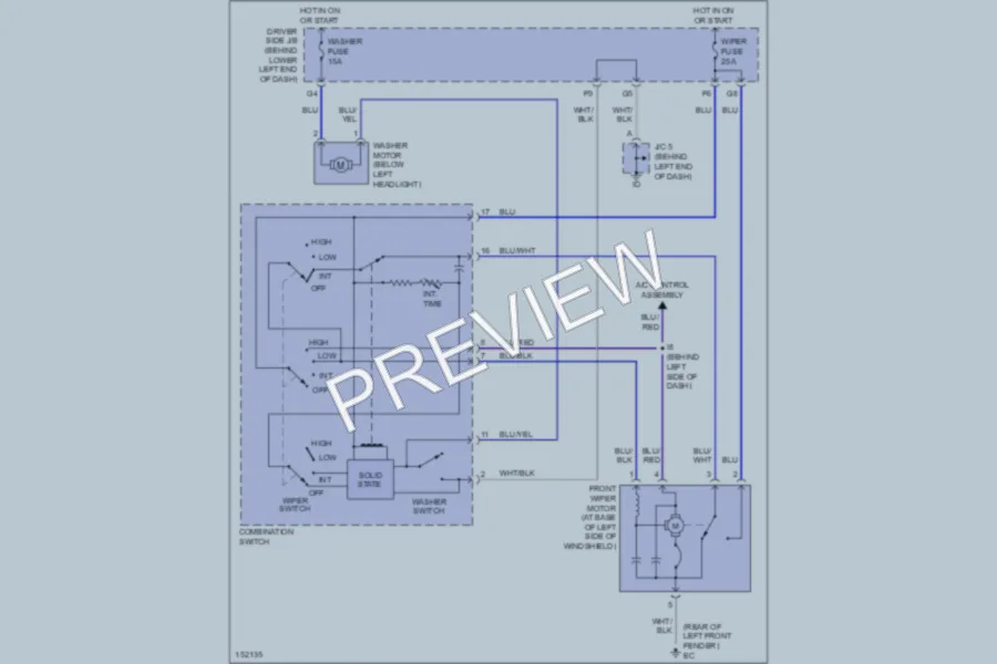 2002 Lexus IS300 Wiper Washer wiring diagram preview