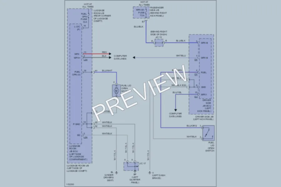 2002 Lexus SC430 Trunk Tailgate Fuel Door wiring diagram preview