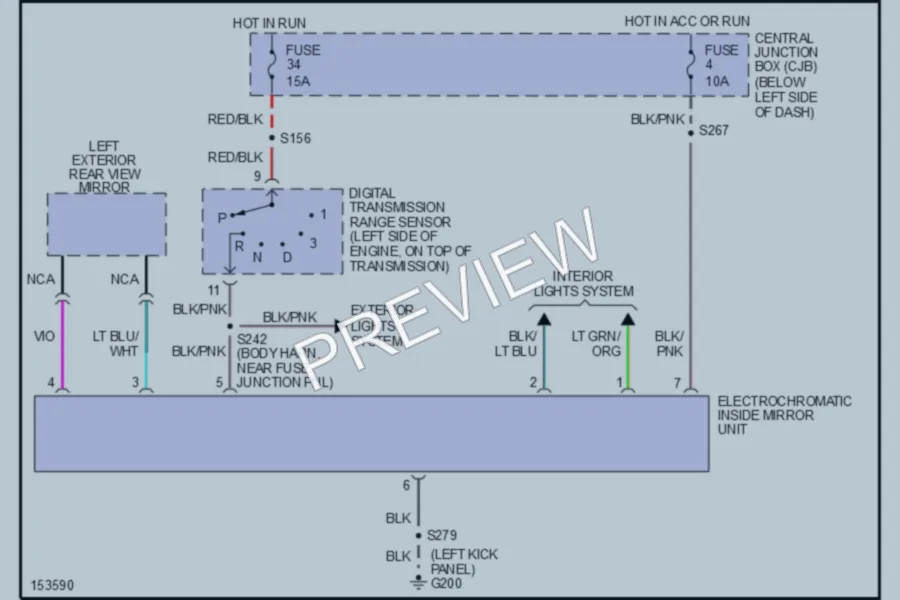 2002 Lincoln Continental Power Mirrors wiring diagram preview