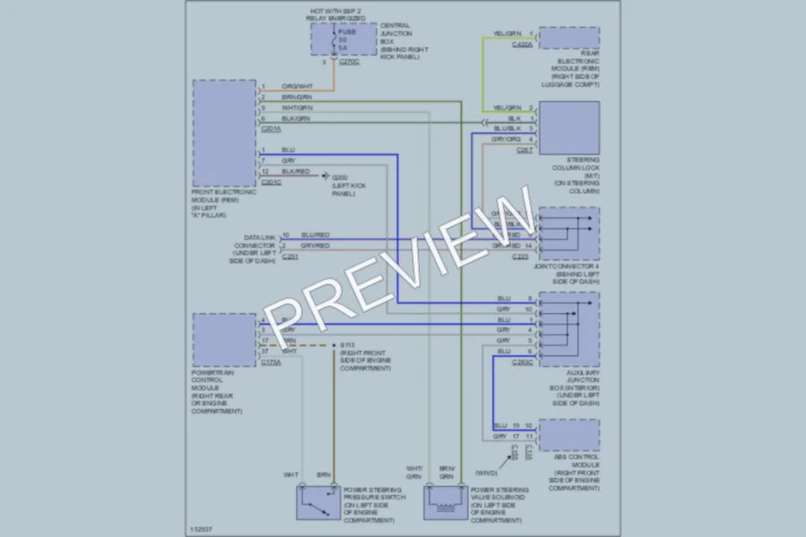 2002 Lincoln LS Electronic Power Steering wiring diagram preview