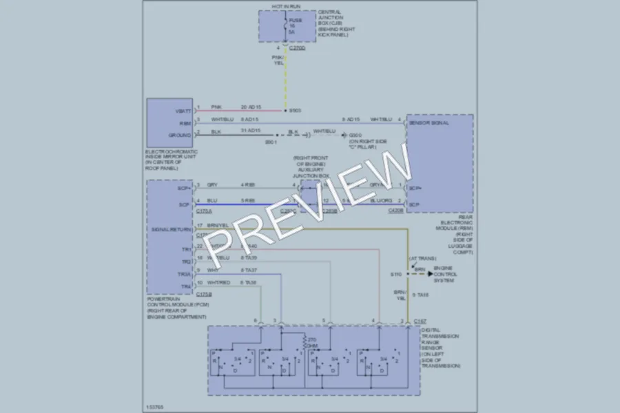 2002 Lincoln LS Power Mirrors wiring diagram preview