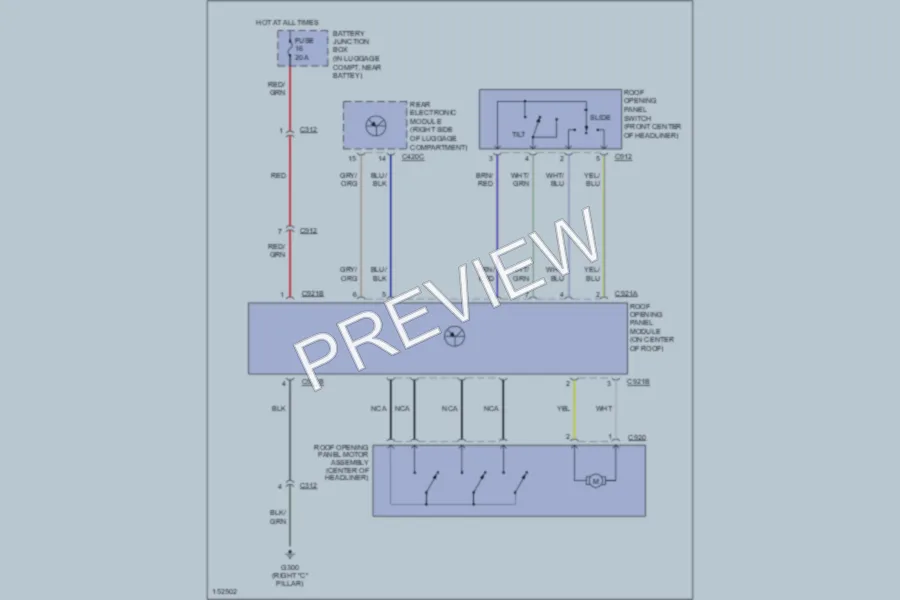 2002 Lincoln LS Power Top Sunroof wiring diagram preview