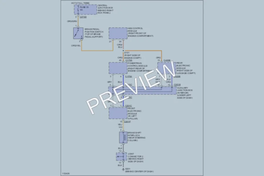 2002 Lincoln LS Shift Interlock wiring diagram preview