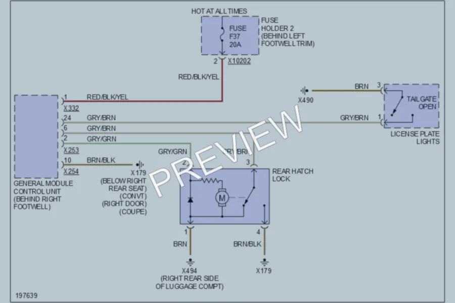 2002 MINI Cooper Trunk Tailgate Fuel Door wiring diagram preview