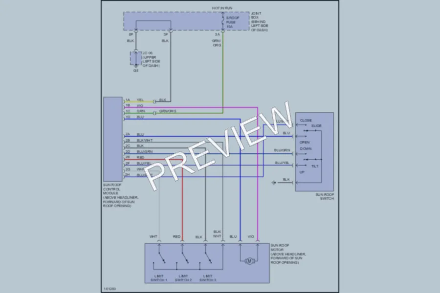 2002 Mazda 626 Power Top Sunroof wiring diagram preview