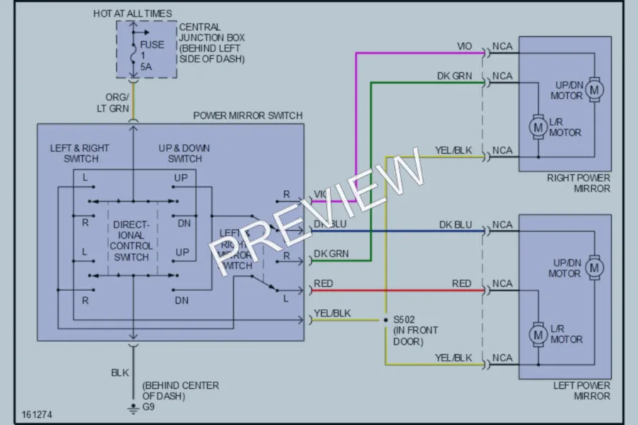 2002 Mazda B4000 Power Mirrors wiring diagram preview