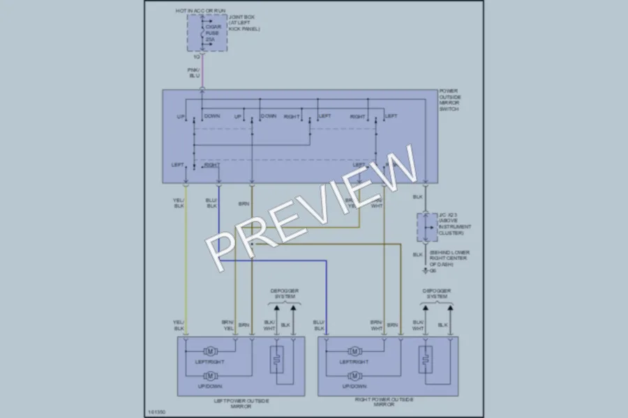2002 Mazda MPV Power Mirrors wiring diagram preview