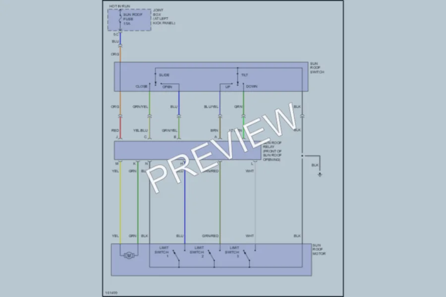 2002 Mazda MPV Power Top Sunroof wiring diagram preview