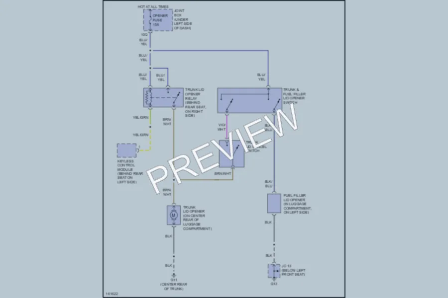2002 Mazda Millenia Trunk Tailgate Fuel Door wiring diagram preview