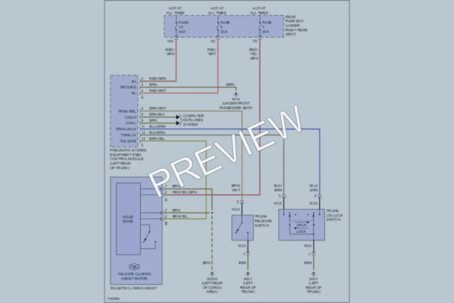 2002 MercedesBenz E320 Trunk Tailgate Fuel Door wiring diagram preview