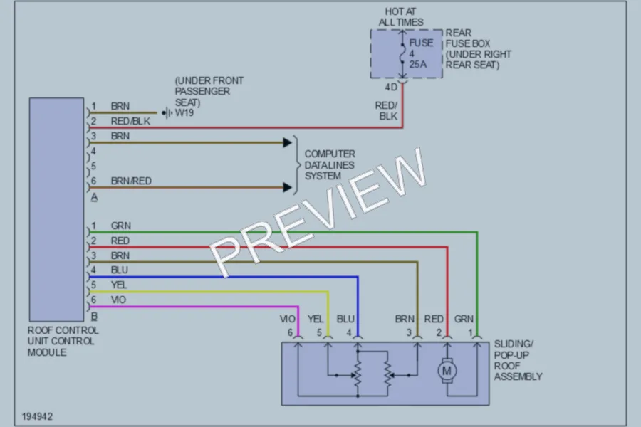 2002 MercedesBenz E430 Power Top Sunroof wiring diagram preview