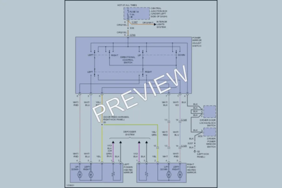 2002 Mercury Cougar Power Mirrors wiring diagram preview