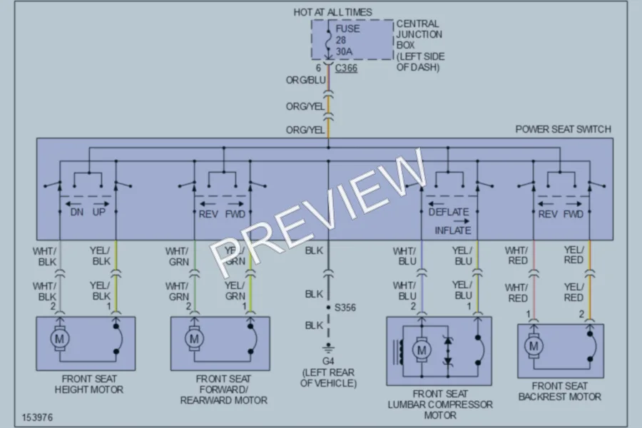 2002 Mercury Cougar Power Seats wiring diagram preview