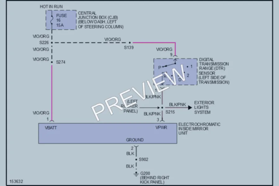 2002 Mercury GrandMarquis Power Mirrors wiring diagram preview
