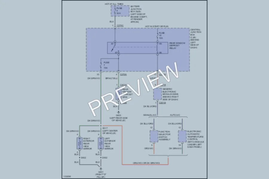 2002 Mercury Mountaineer Defoggers wiring diagram preview