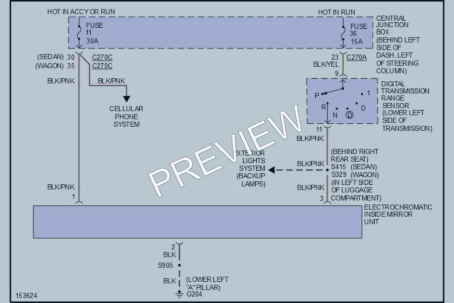 2002 Mercury Sable Power Mirrors wiring diagram preview