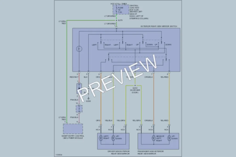 2002 Mercury Villager Power Mirrors wiring diagram preview