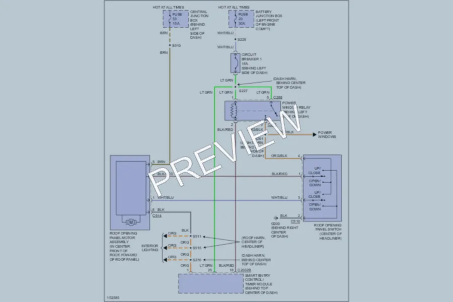 2002 Mercury Villager Power Top Sunroof wiring diagram preview
