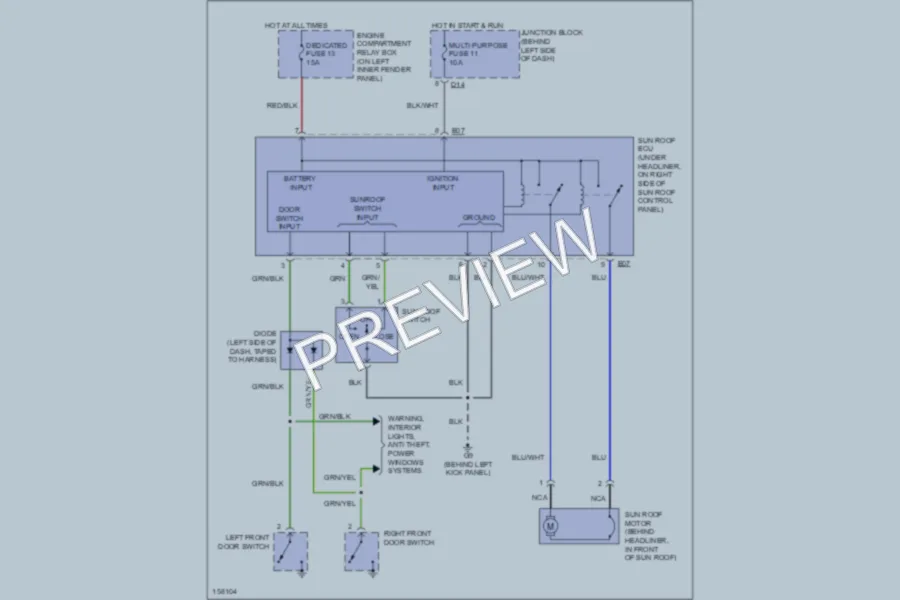 2002 Mitsubishi MonteroSport Power Top Sunroof wiring diagram preview