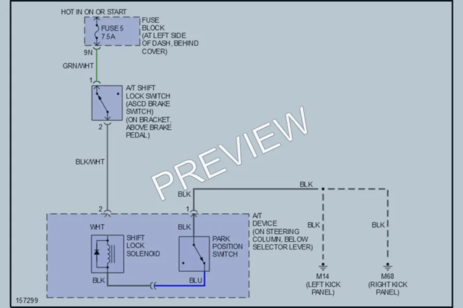 2002 Nissan Frontier Shift Interlocks wiring diagram preview