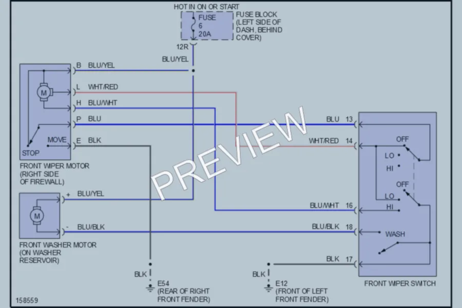 2002 Nissan Frontier Wiper Washer wiring diagram preview