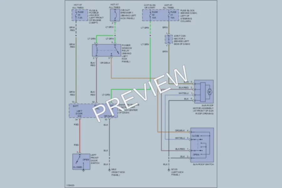 2002 Nissan Quest Power Top Sunroof wiring diagram preview