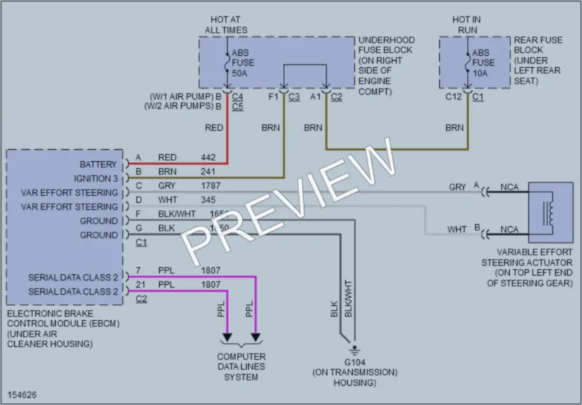 2002 Oldsmobile Aurora Electronic Power Steering wiring diagram preview
